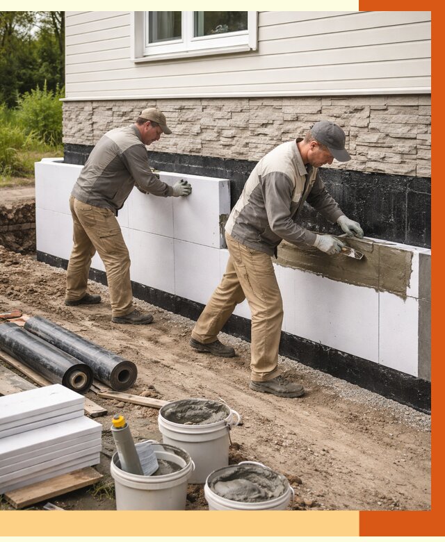 Утепление фундамента снаружи в Куйбышеве от 4355 руб. за м² | ТепломастерКбш